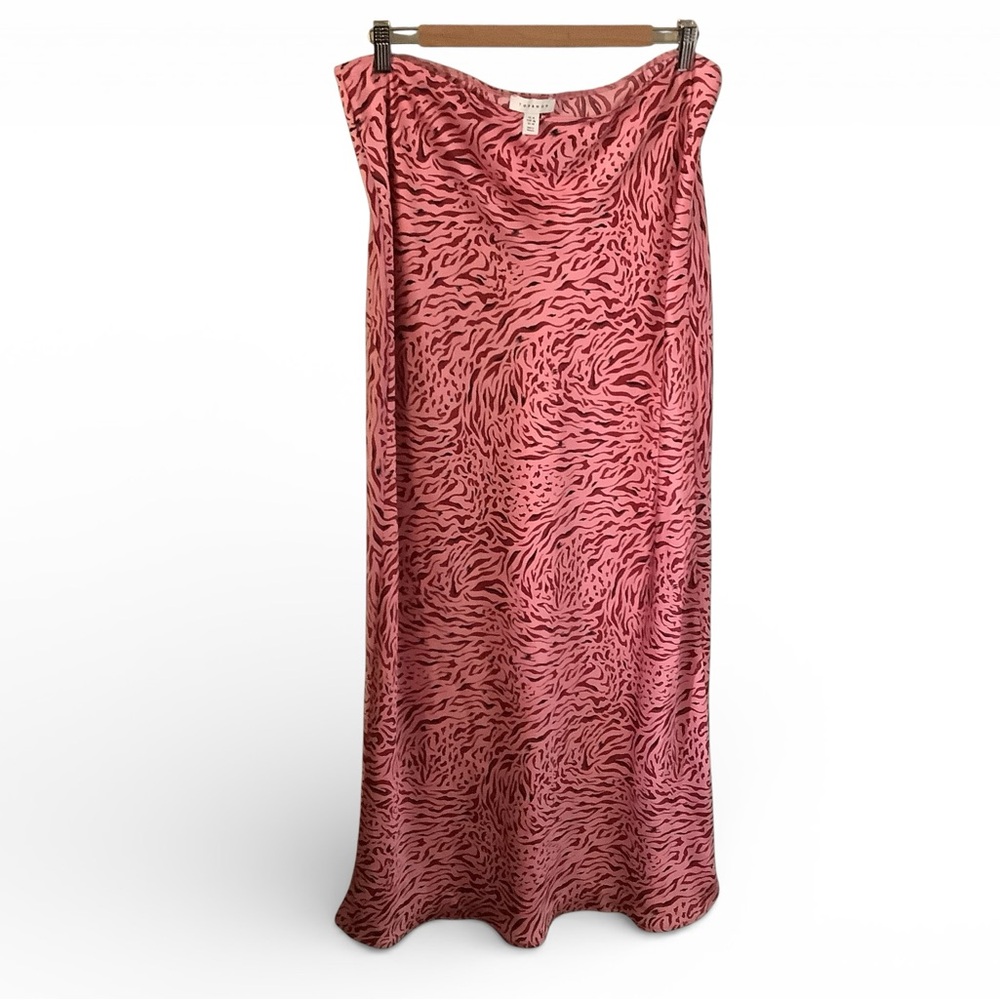 Topshop Vibrant Pink Animal Print Maxi Skirt